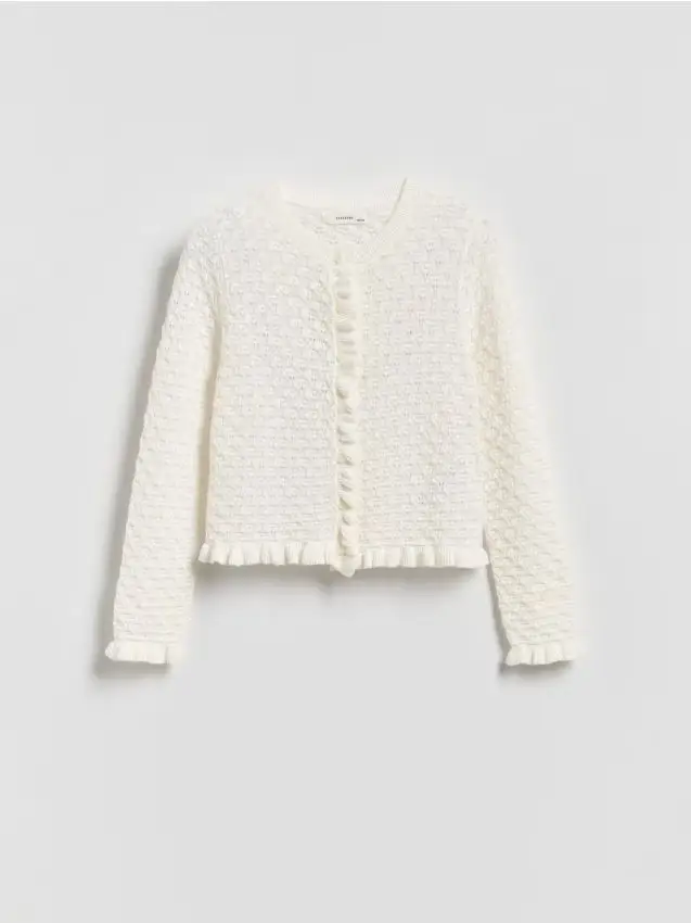 Cardigan in cotone traforato - panna
