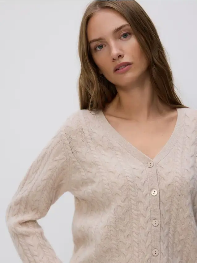 Cardigan in lana - beige
