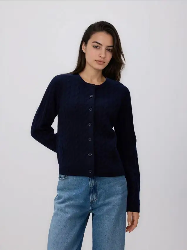 Cardigan in lana - blu scuro