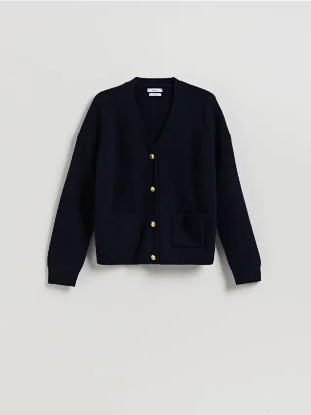 Cardigan in lana - blu scuro