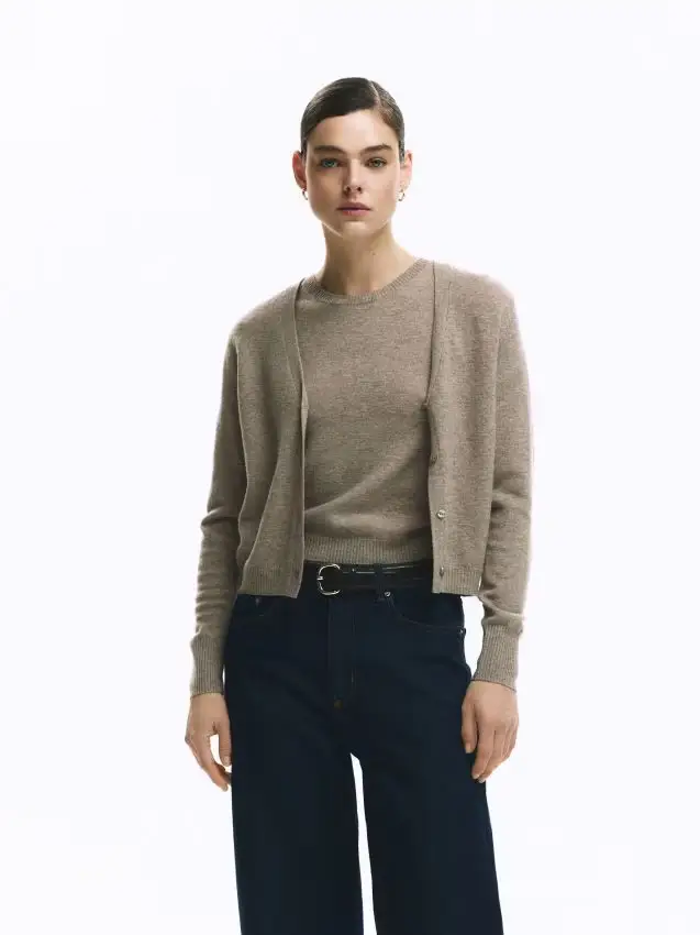 Cardigan in lana - caffè