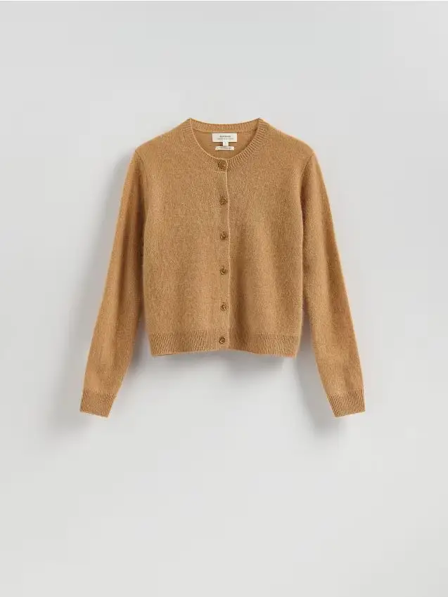 Cardigan in lana con cashmere - beige