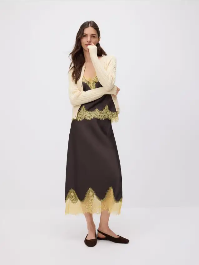 Cardigan in lana con cashmere - panna