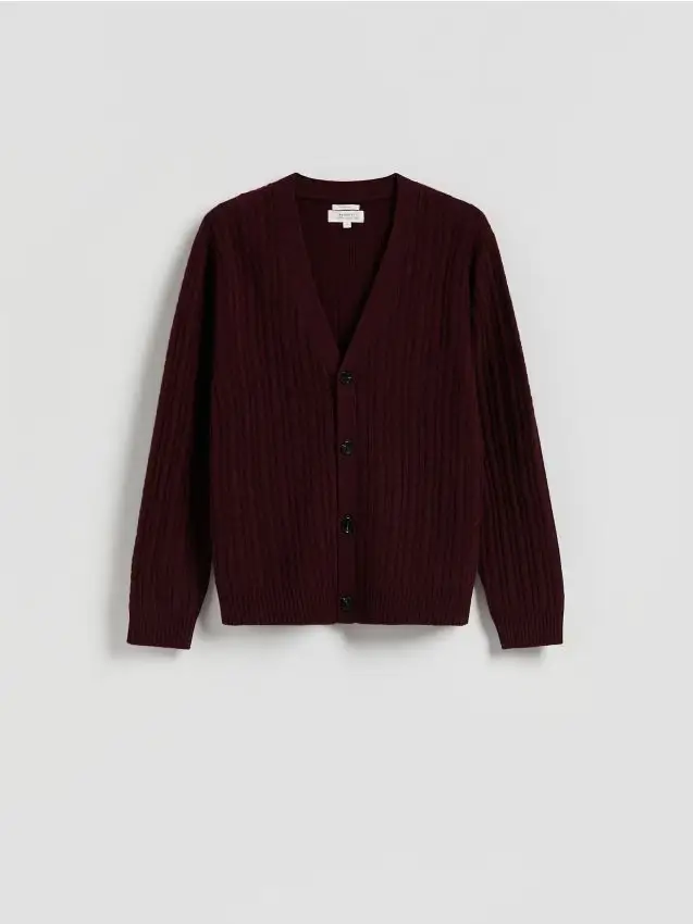 Cardigan in lana - maroon