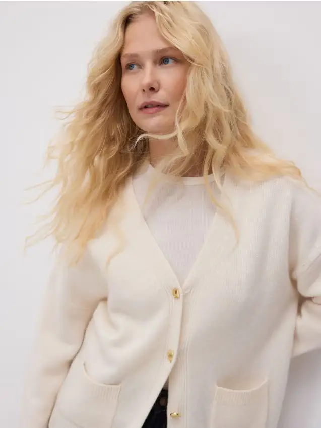 Cardigan in lana - nude