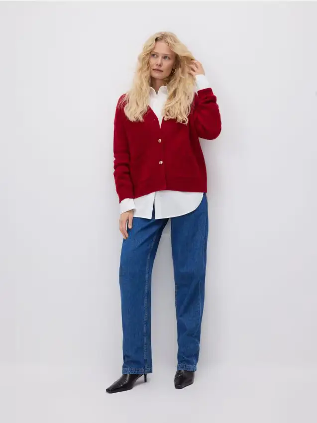 Cardigan in lana - rosso