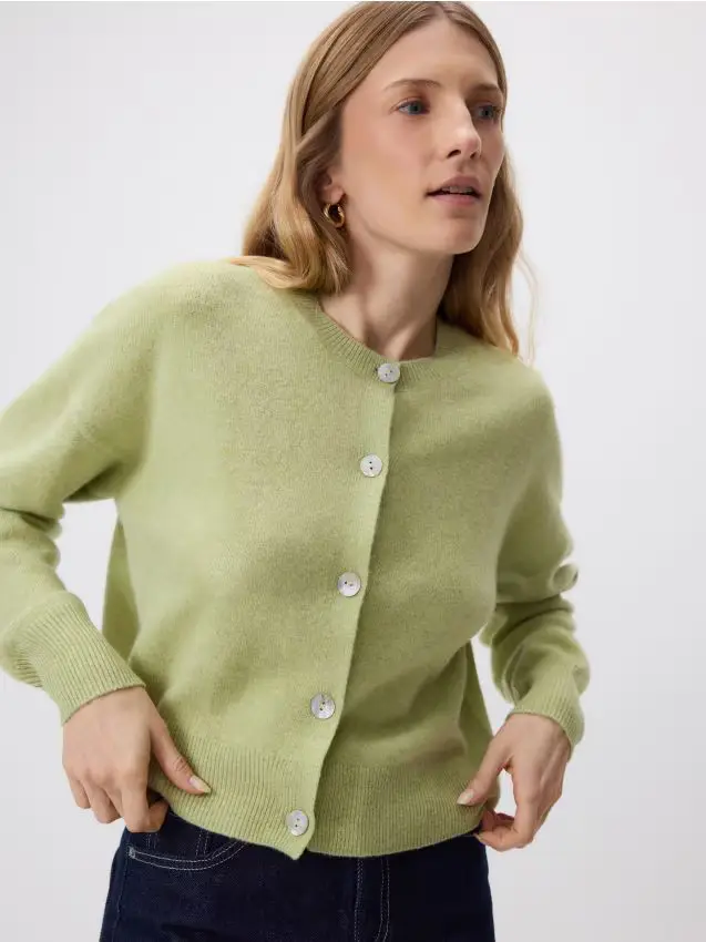 Cardigan in lana - verde chiaro