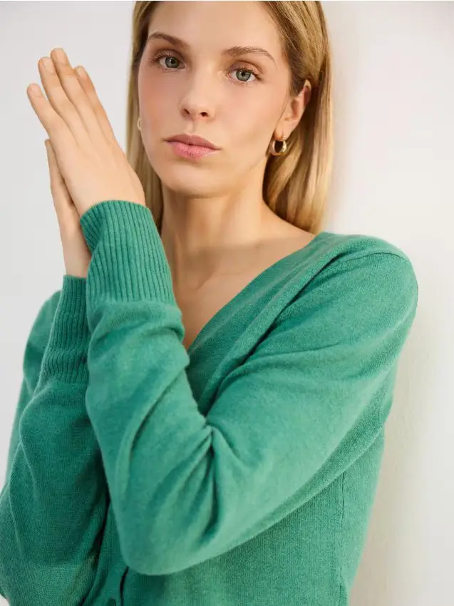 Cardigan in lana - verde