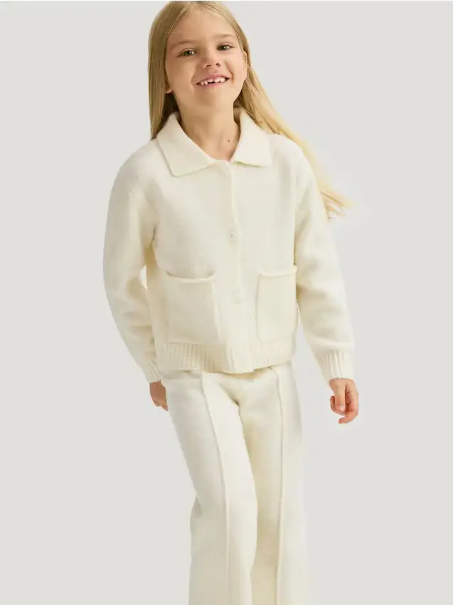 Cardigan in maglia con lana - panna