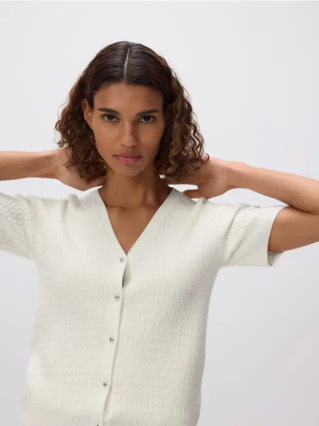 Cardigan in maglia strutturata - nude