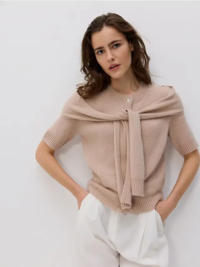 Cardigan in misto lana - beige