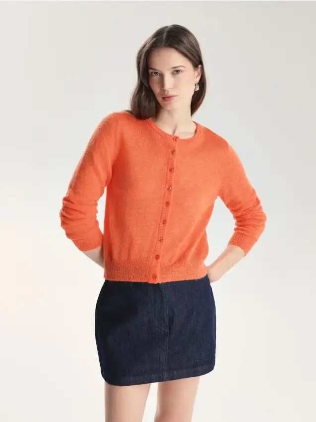 Cardigan in misto lana di alpaca - arancione