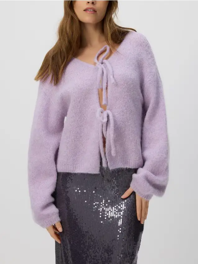 Cardigan in misto lana di alpaca - lavanda