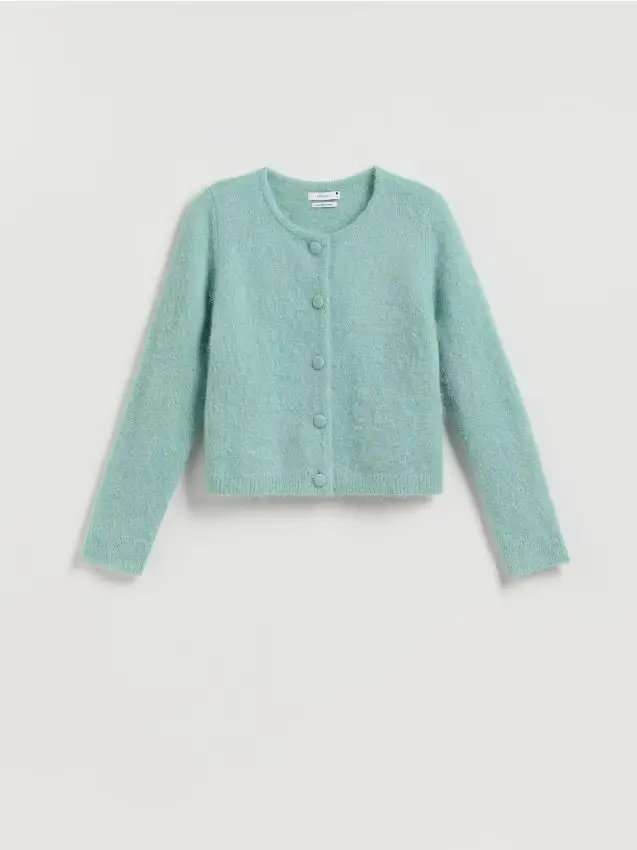 Cardigan in misto lana di alpaca - turchese chiaro