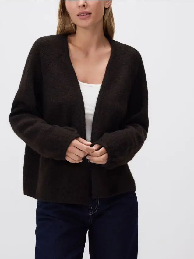 Cardigan in misto lana - marrone scuro