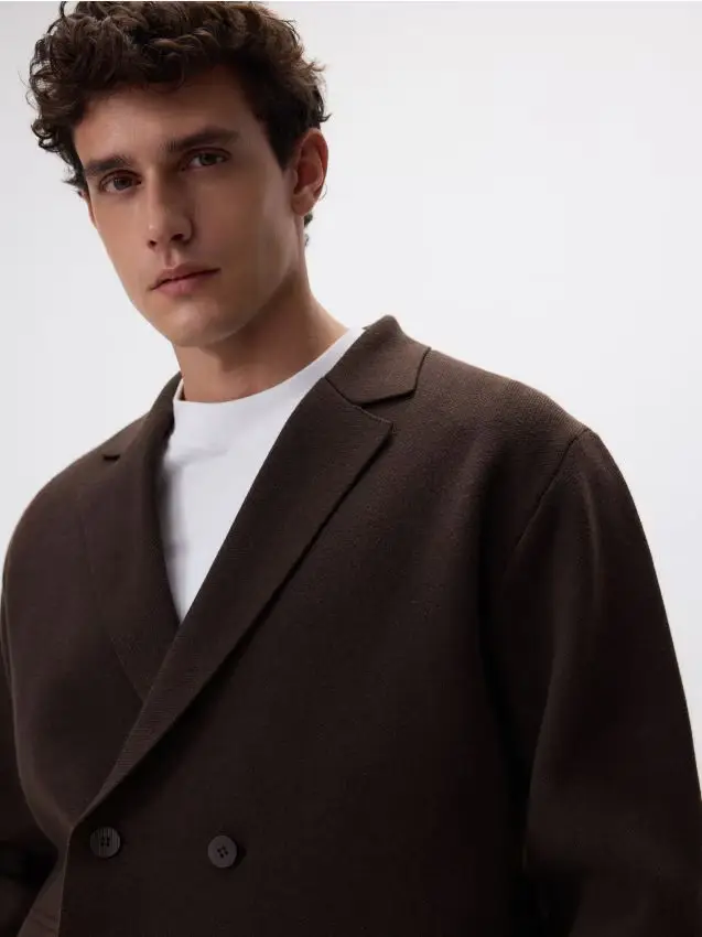 Cardigan in misto lana - marrone scuro