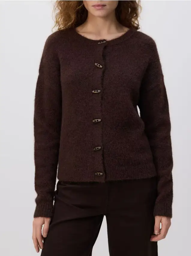 Cardigan in misto lana - marrone scuro