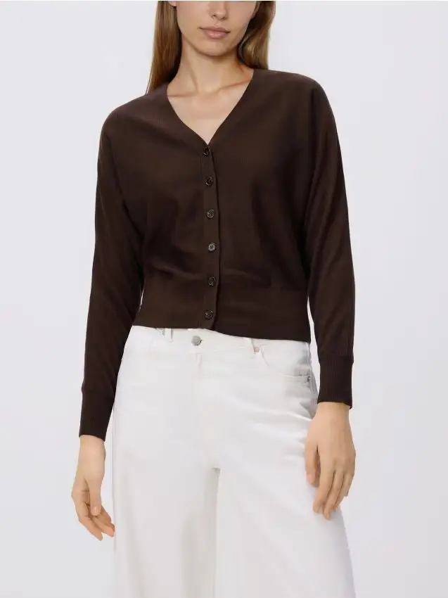 Cardigan in misto lana - marrone scuro