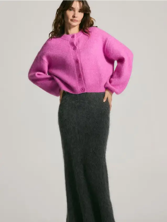 Cardigan in misto lana - rosa shocking