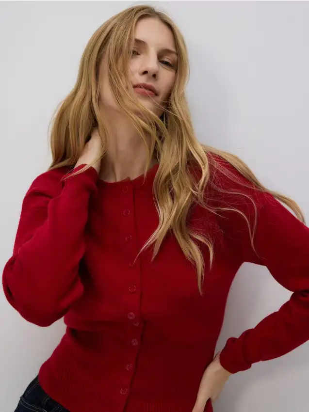 Cardigan in misto lana - rosso