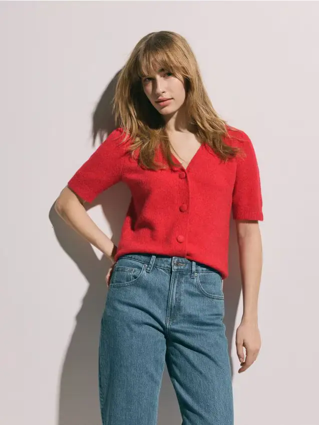 Cardigan in misto lana - rosso