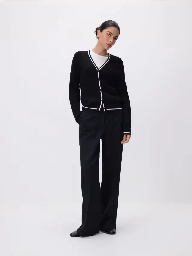 Cardigan in misto viscosa strutturato - nero