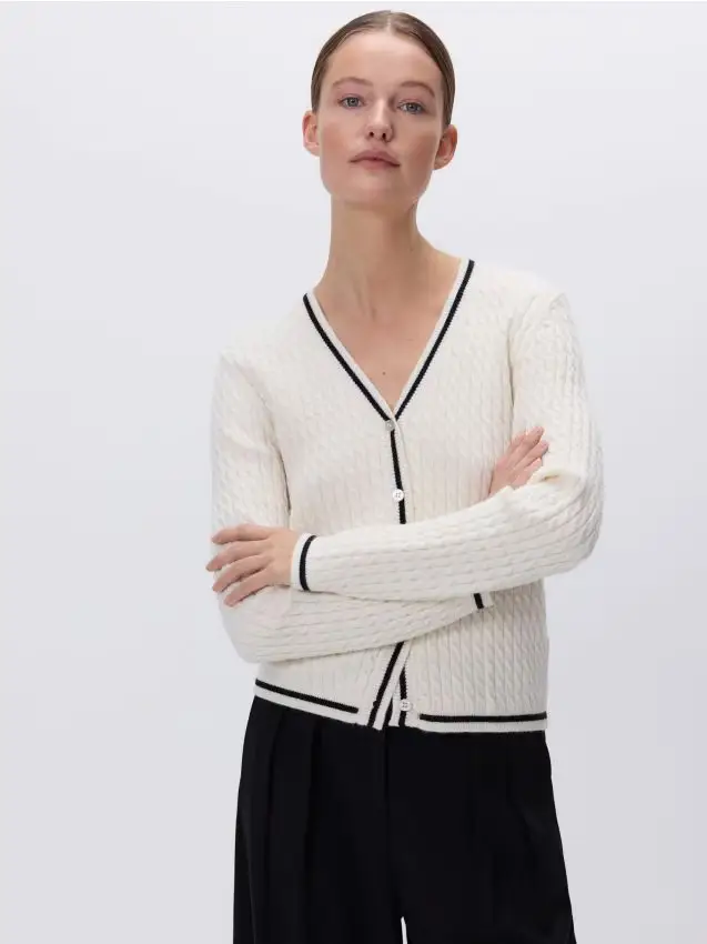 Cardigan in misto viscosa strutturato - nude