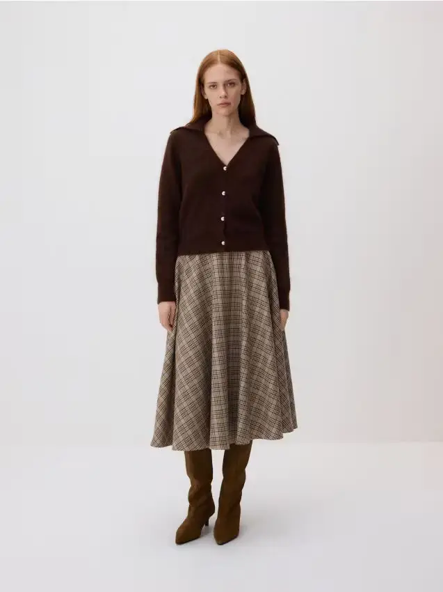 Cardigan in mohair - marrone scuro