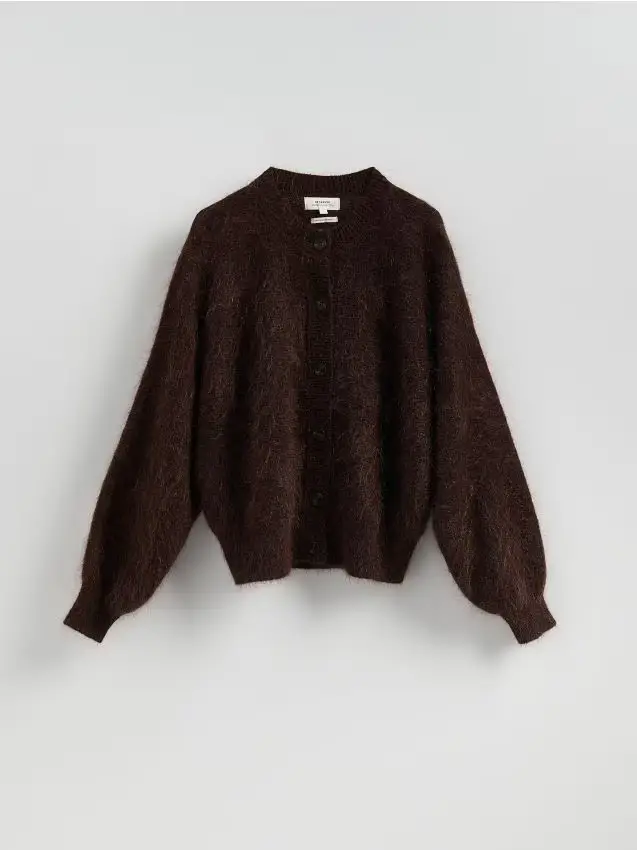 Cardigan in mohair - marrone scuro