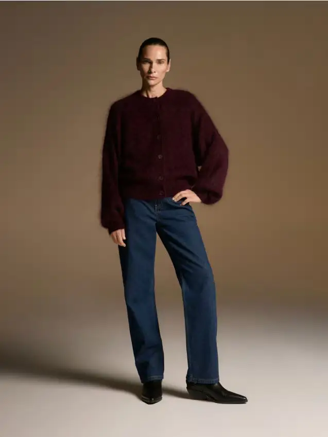 Cardigan in mohair - mogano