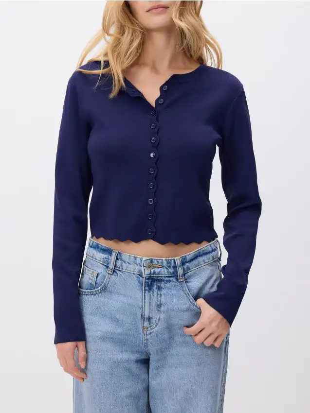 Cardigan in viscosa - blu scuro