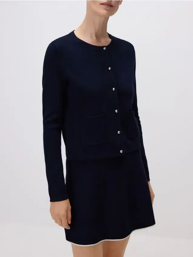 Cardigan in viscosa - blu scuro