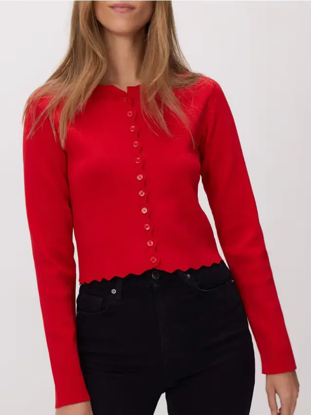 Cardigan in viscosa - rosso