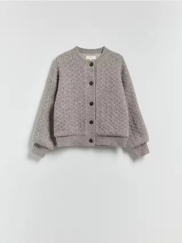 Cardigan strutturato con lana - talpa