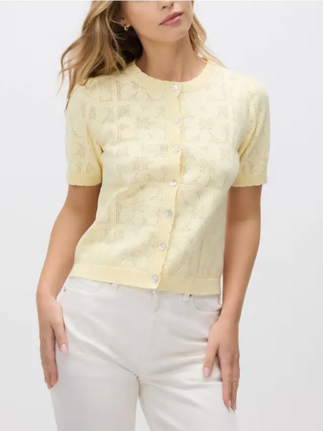 Cardigan traforato - giallo chiaro