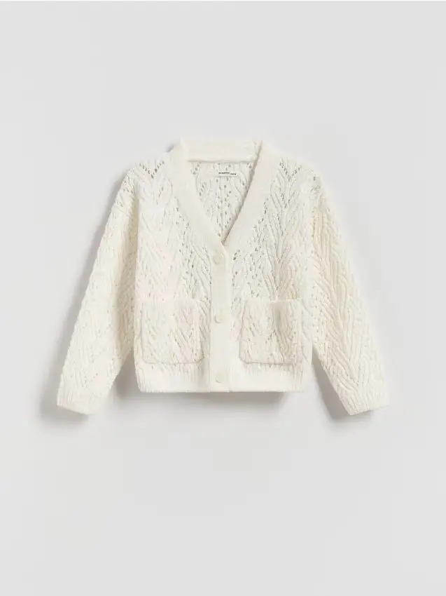 Cardigan traforato - panna