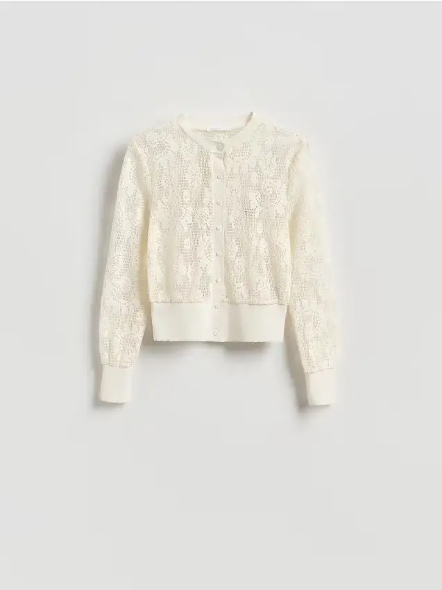 Cardigan traforato - panna