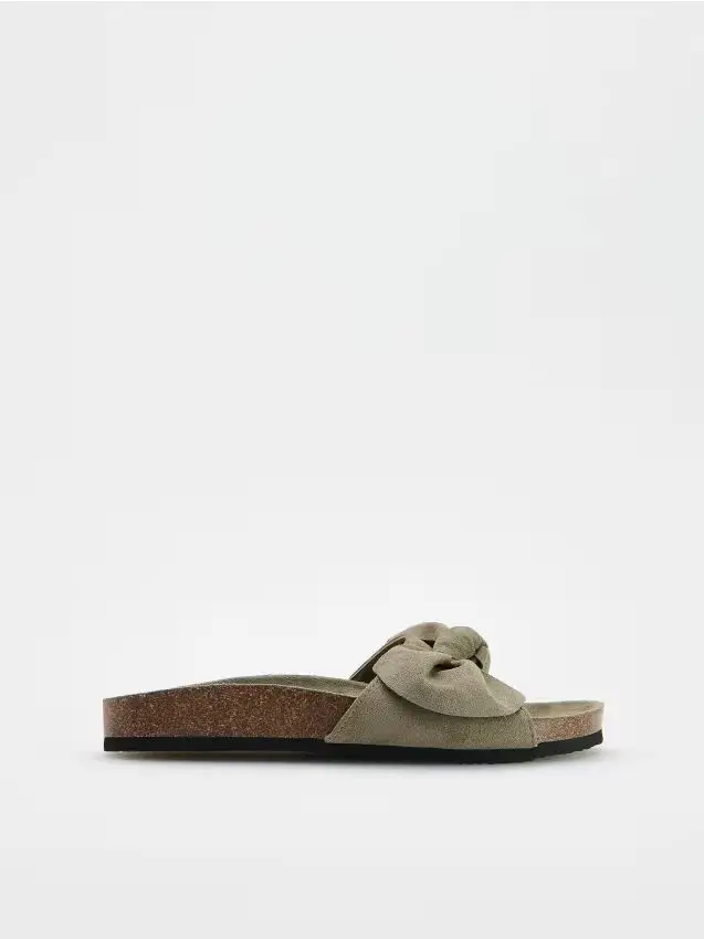 Ciabatte con fiocchi - verde polveroso