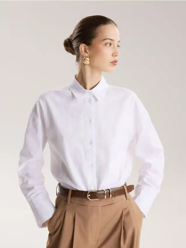 Cintura in misto pelle naturale - marrone dorato