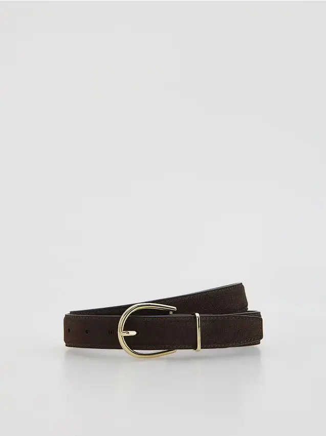 Cintura in pelle con fibbia - marrone scuro