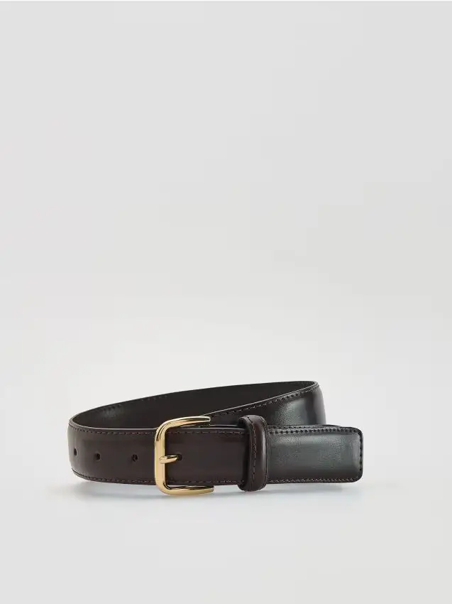 Cintura in pelle con fibbia - marrone scuro