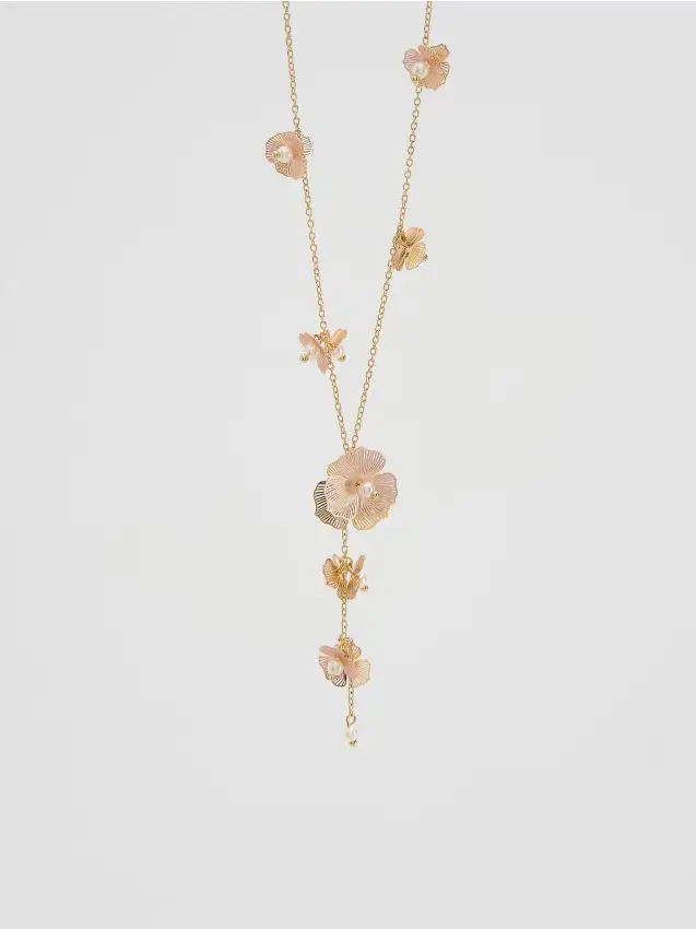 Collana con ciondolo floreale - multicolore