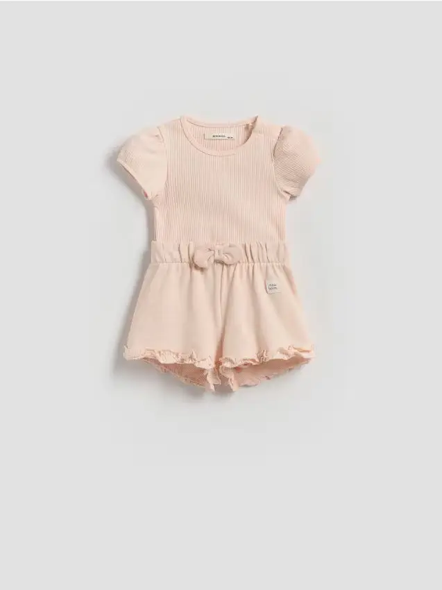 Completo in cotone con shorts - rosa pastello