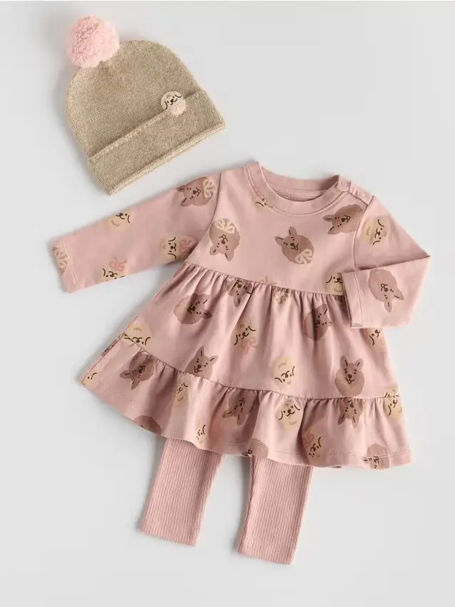 Completo in cotone - rosa cipria