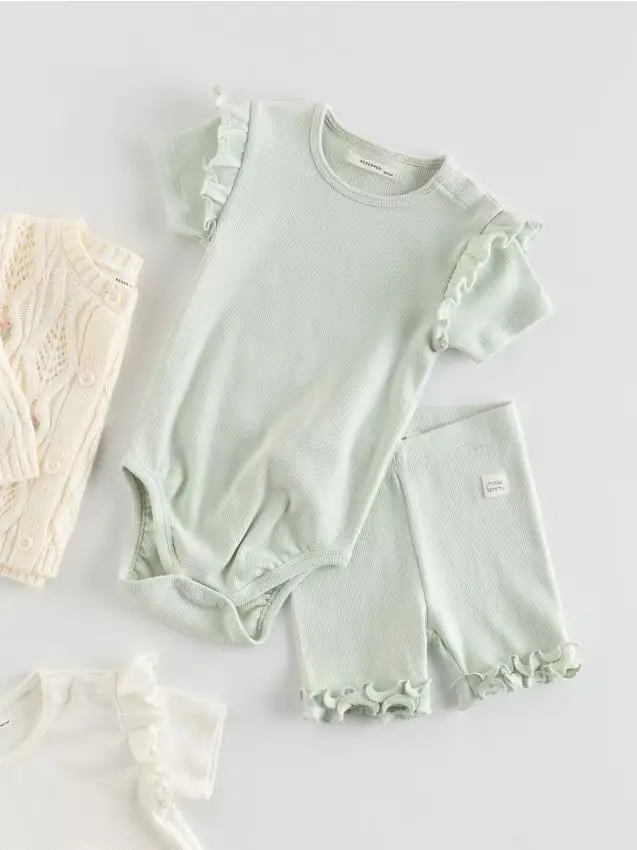 Completo in cotone - verde pallido