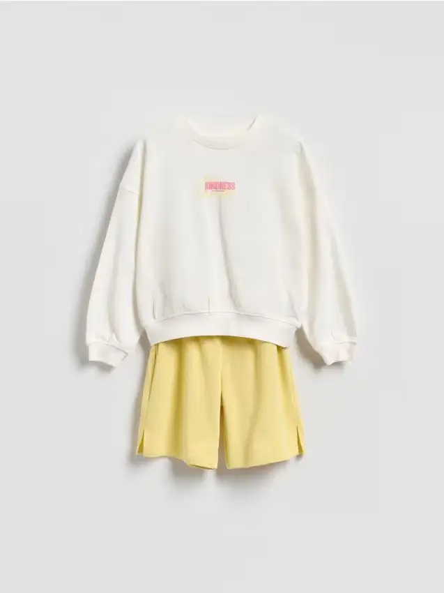 Completo in felpa di cotone - panna