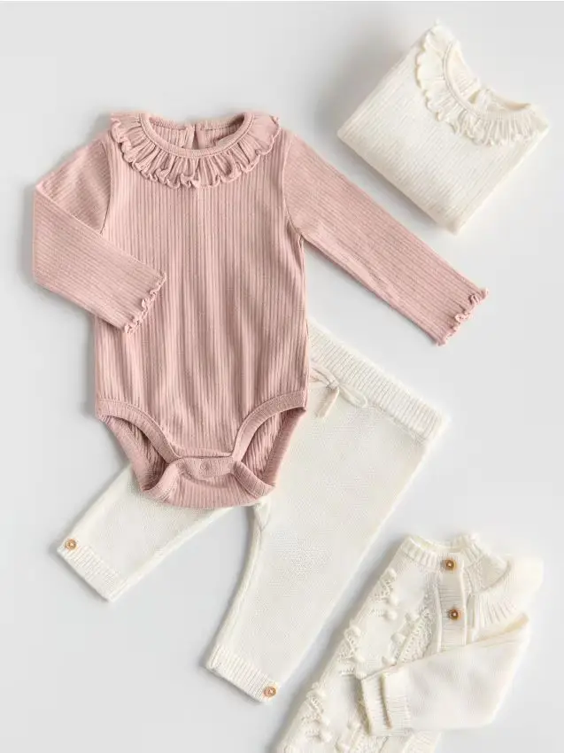 Confezione da 2 body a costine - rosa cipria