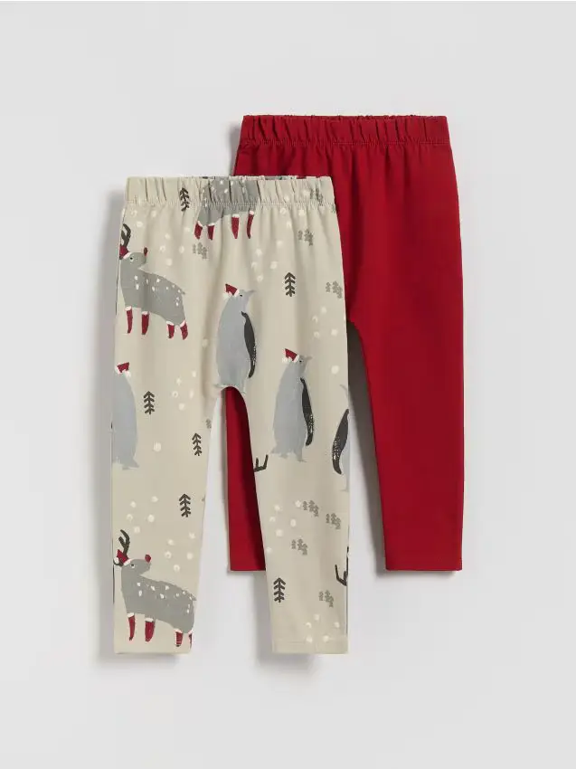 Confezione da 2 leggings in cotone - beige