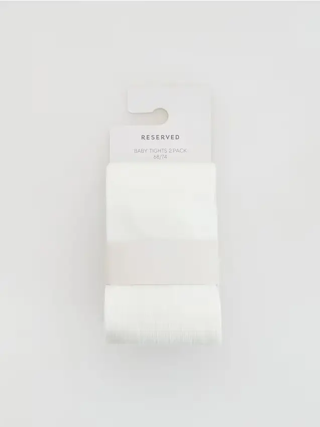 Confezione da 2 paia di collant in misto cotone - panna