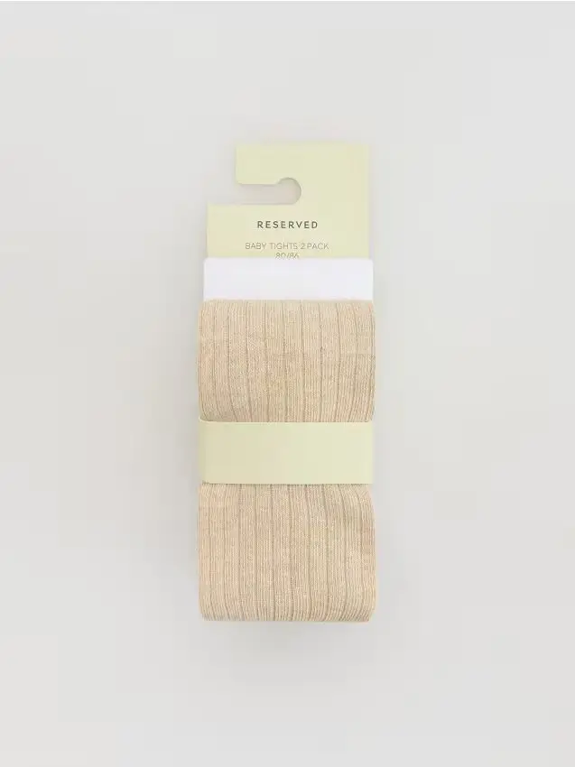 Confezione da 2 paia di collant in misto cotone - panna